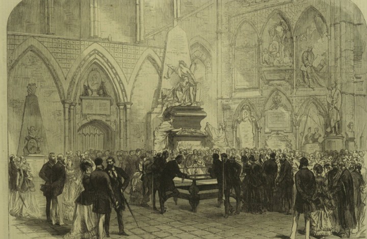 圖1: The Grave of Charles Dickens in Poets' Corner, Westminster Abbey." Illustrated London News, 25 June 1870, p. 652. The Illustrated London News Historical Archive, 1842-2003